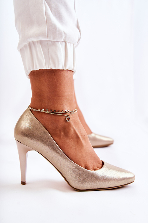 Classic Leather Stilettos Gold Magically