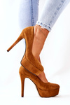 Classic Suede Platform Stilettos Camel Silly