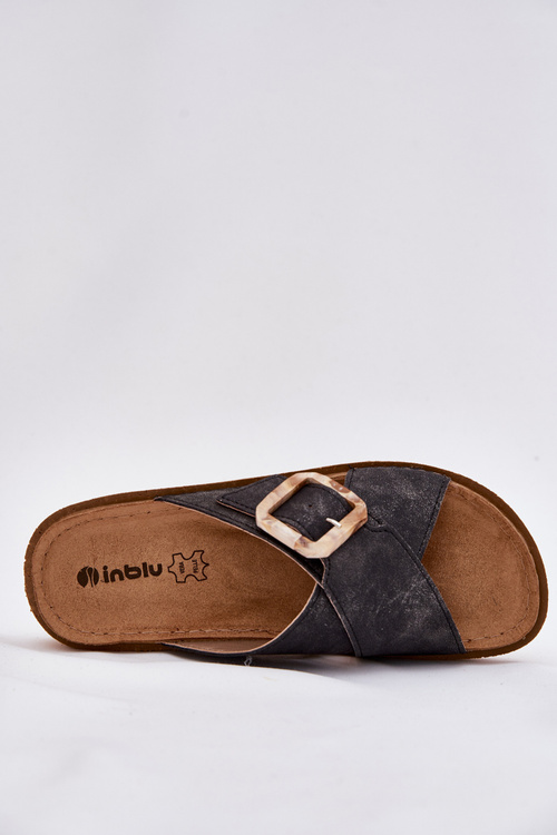 Damskie Lekkie Klapki Klamra Czarne Inblu ED000025