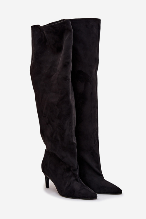 Women's High Heel Ankle Boots Slip-On Black Mavilla