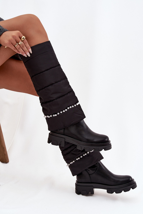 Women's insulated boots with beads Black Irvette