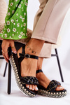 Women's Braided Wedge Sandals Black Chaves