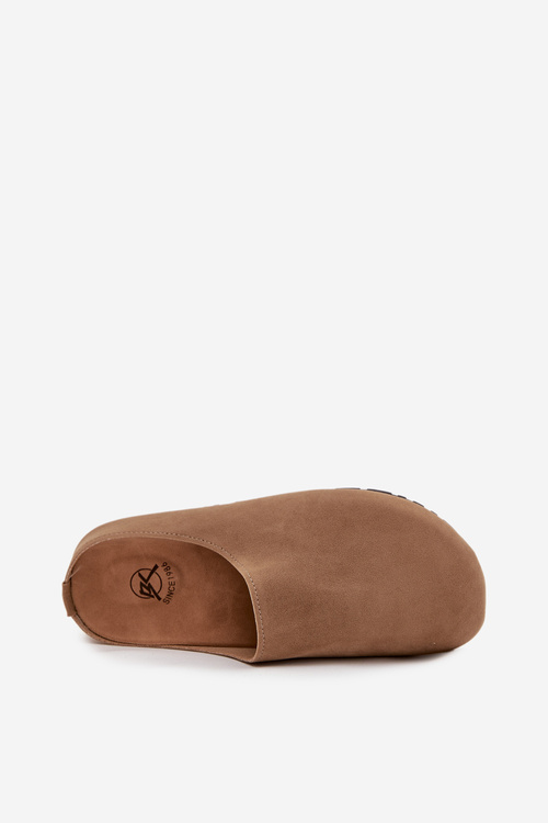 Women s slip on platform sandals dark beige Sylviane