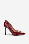 Patent leather heels with gold detail Bordeaux Paivelle