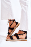 Suede Sandals With Studs Black Marey