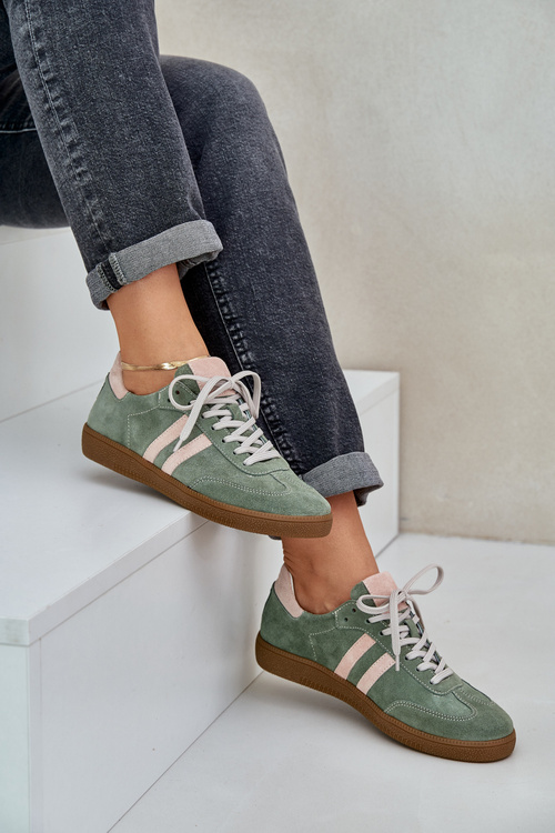 Green Suede Low Sneakers Women's Zazoo