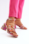 Patterned Sandals with Stiletto Heel Purple Jenglla