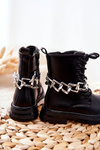 Children's Boots With Chain Black Moci