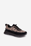 Suede Insulated Sneakers for Women on Platform Vinceza 66836 Leopard Print Black