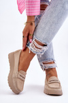 Suede Platform Loafers Light Beige Milana