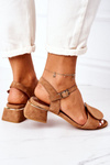 Suede Sandals On A Block Heel Maciejka 5198A-29 Camel