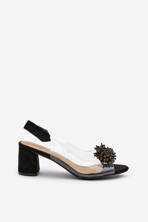 Damskie Sandały Z Transparentna Cholewką Na Obcasie Czarne Aleola