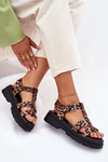 Ladies Eco Leather Sandals With Buckles Leopard Jeneliena