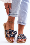 Women's Slippers With A Fabric Bow Black Blossom
