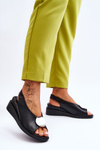 Women's Suede Buckle Sandals Black Camille