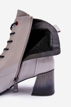 Lacquered Heel Booties Gray Basciano