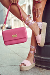 Suede Wedge Sandals Pink Livia