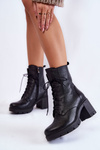 Leather Women's Boots On High Heel Black Rea