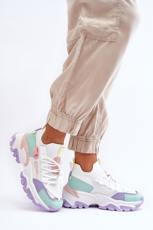 Women's Sock Sneakers White-purple Keaton