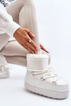 Women's White Snow Boots with Lacing Toolsa