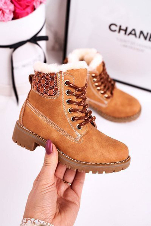 Children's Boots Insulated With Fur Beige Forest