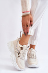 Women's Sport Shoes Laced On The Platform Beige Minea