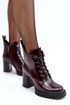 Women's Polished Heel Boots Lined Burgundy D&A MR870-54