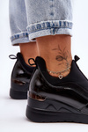 Buty Sportowe Damskie Wsuwane Koturn Czarne Farro 21PB35-4000