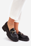 Women Moccasins With Golden Detail Eco Leather Black Gemitha