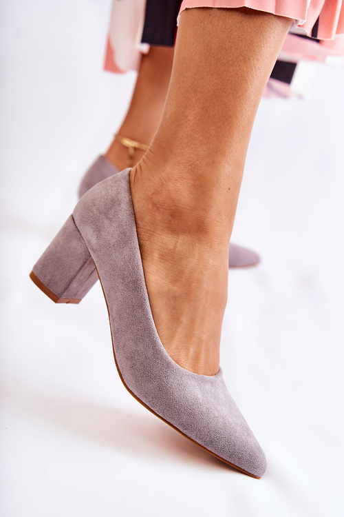Classic Suede Pumps On A Heel Grey Lency