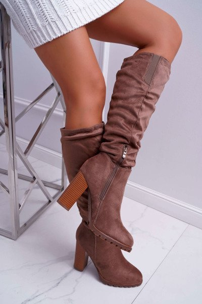 Women's Stiletto Boots Suede Khaki Marion