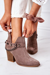 Velor Boots On A Block Heel Lewski Shoes 2880 Brown