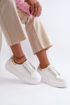Women's Leather Sneakers on Chunky Platform White S.Barski LR628