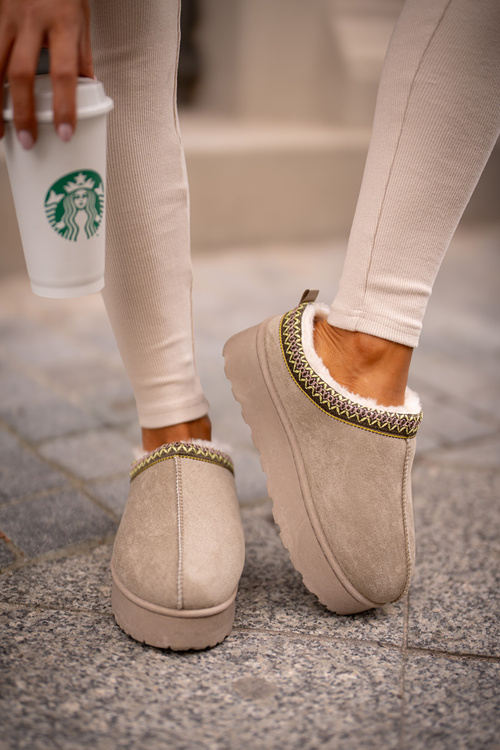 Damskie Śniegowce Platforma Futerko Zielone Remenia 