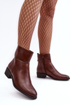 Women's Leather Boots with Zipper Brown Semotti