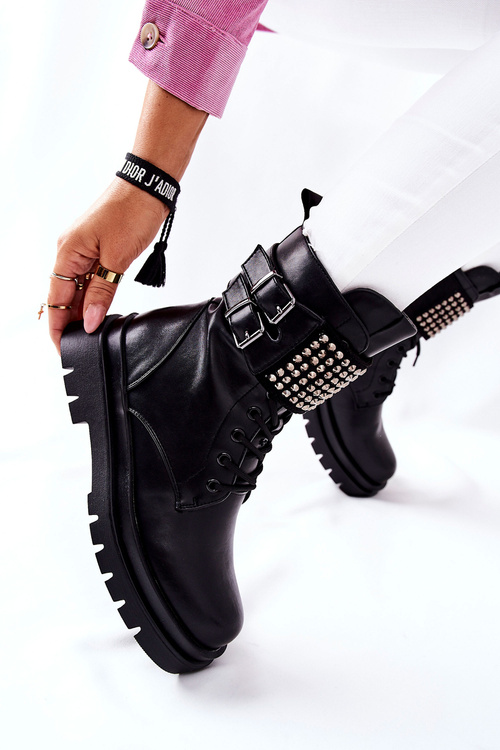 Women's Worker Boots With Studs Eveis