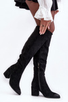 Women's Suede Over-the-Knee Boots Black Favana