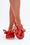 Women’s Fleece Slippers With Reindeer Motif Coral Sennalith