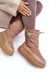Women's snow boots on thick sole in dark beige Lureta