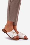 Flat Sole Slippers With Decorative Bow White Deonelis