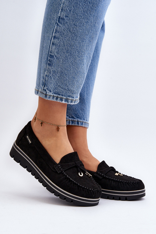 Women's Black Platform Moccasins Railav