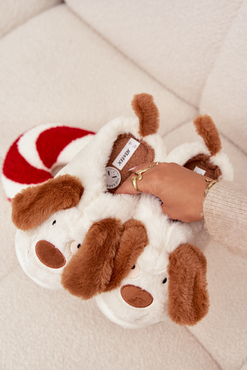 Furry Ladies Slippers Dogs Brown Faylen