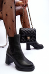 Leather Boots On Heel Black Liresa