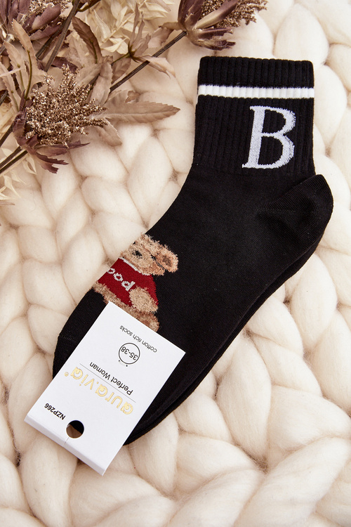 Women's Socks with Bear Black