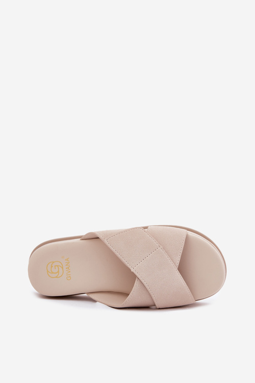 Damskie Klapki Z Przeplatającymi Się Paskami Beżowe Rinasara