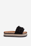 Women's Platform Sandals Adorned with Flowers Black Nodina