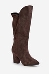 Knee High Heeled Boots Made Of Eco Suede Brown Clorira