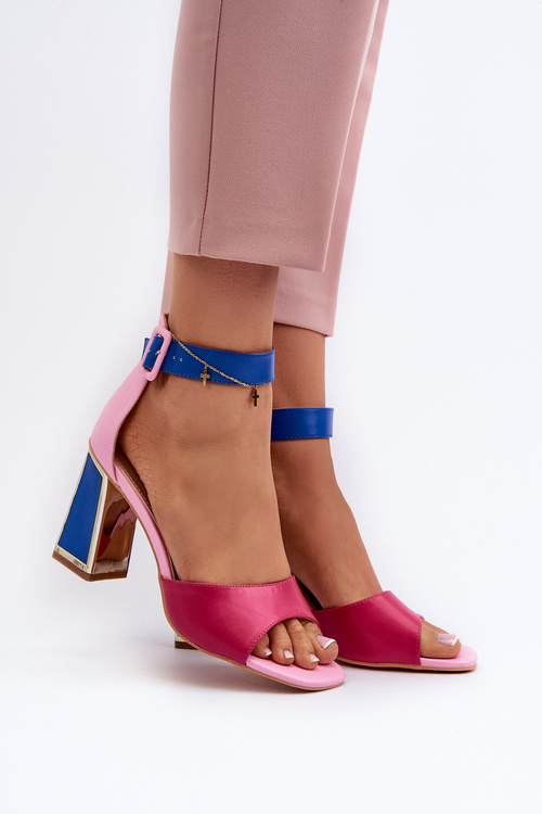 Elegant Women's Sandals on Stiletto Pink Rosazara