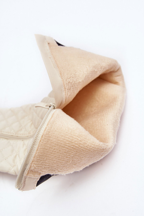 Kozaki Pikowane Przed Kolano Płaski Obcas Beżowe Amalfri QT57P