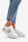 Fashionable Women's Sneakers On Platform Made Of Eco Leather Beige